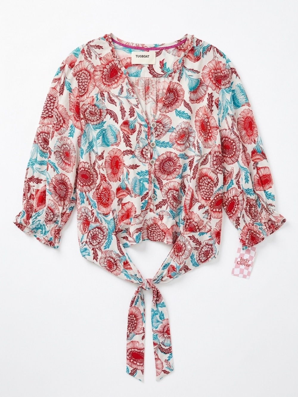 Floral Tie-Front Blouse